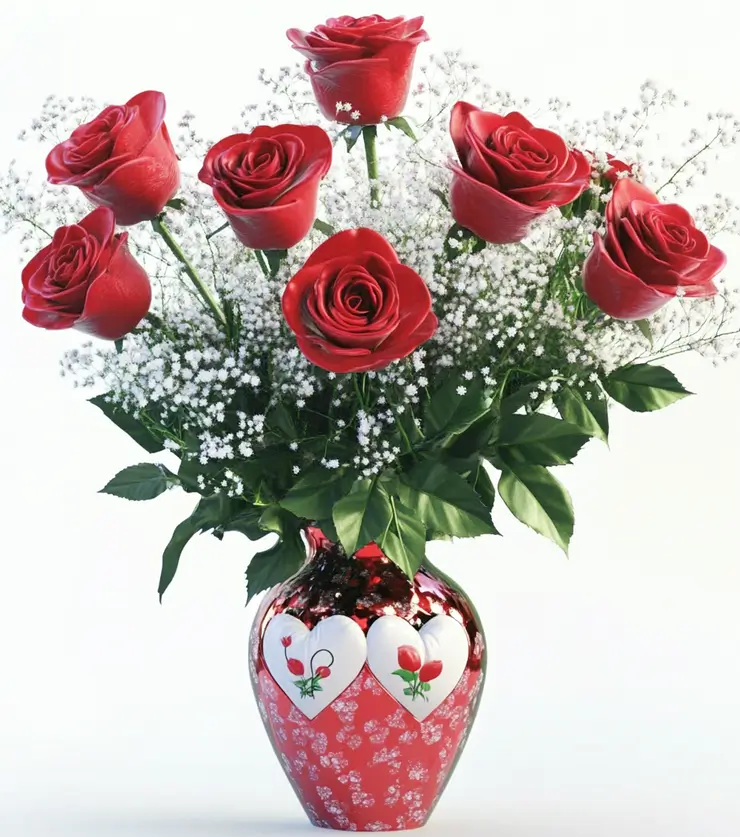 six red roses arrangement