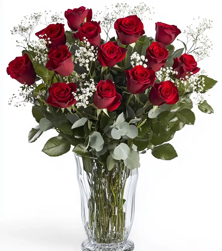 Red Roses in a Glass Vase