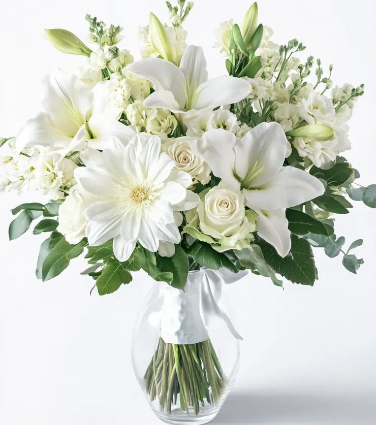 All-White Full Blossom Floral Bouquet
